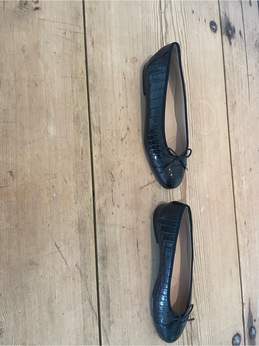 Chanel Black Crocodile Ballet Flats NWOB Size 38 - Picture 5 of 7